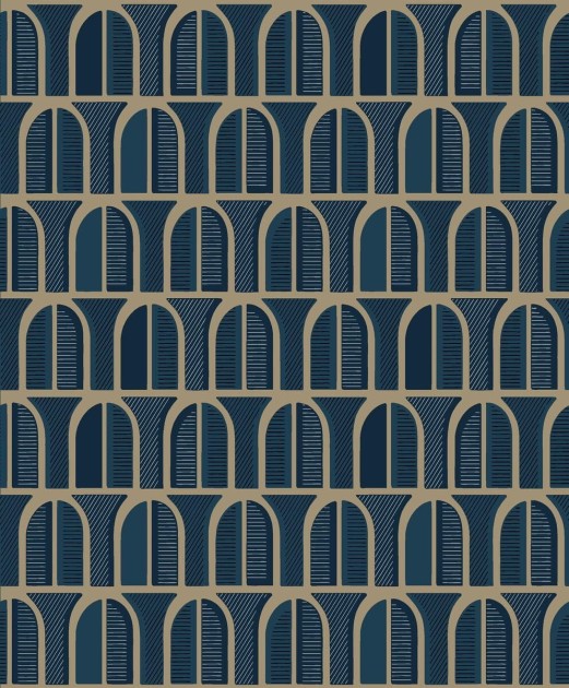 Boras Tapeter 3050 Graphics Venice Blue - tapeta geometryczna w łuki