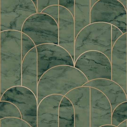 Boras Tapeter 4751 Graphics Arch Green - tapeta w łuki na marmurowym tle