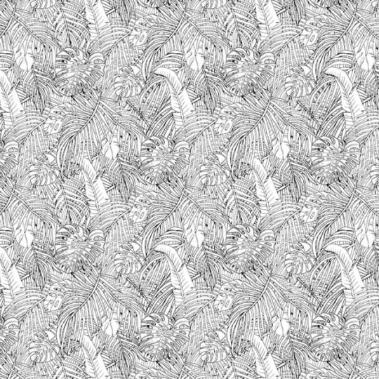 Les Dominotiers DOM_142-1 Volume 3 Jungle Island Black & White - mural w egzotyczne liście w graficznym stylu