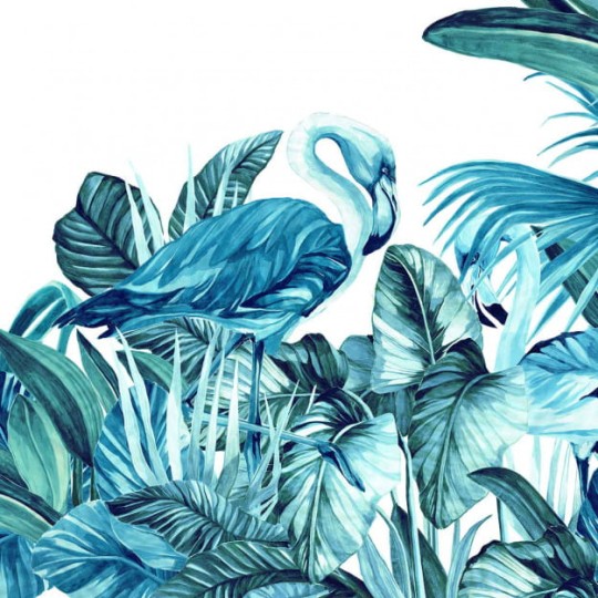 Les Dominotiers DOM_145-3 Volume 3 Everglades Blue - mural w roślinny motyw flamingi i aligatory