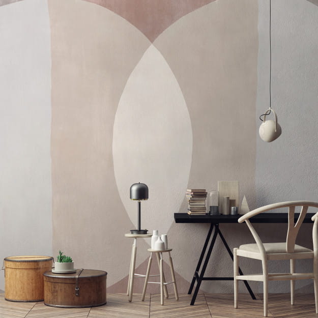 Les Dominotiers DOM_700 Volume 9 Abstraction Circles Beige/Grey/Terracotta - mural w abstrakcyjne wzgórza