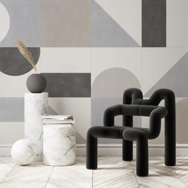 Les Dominotiers DOM_713 Volume 9 Abstraction Puzzle Blue Black & Grey - mural w geometryczny wzór