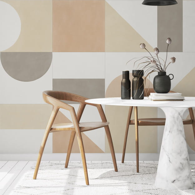Les Dominotiers DOM_714 Volume 9 Abstraction Puzzle Sand Orange Beige & Grey - mural w geometryczny wzór