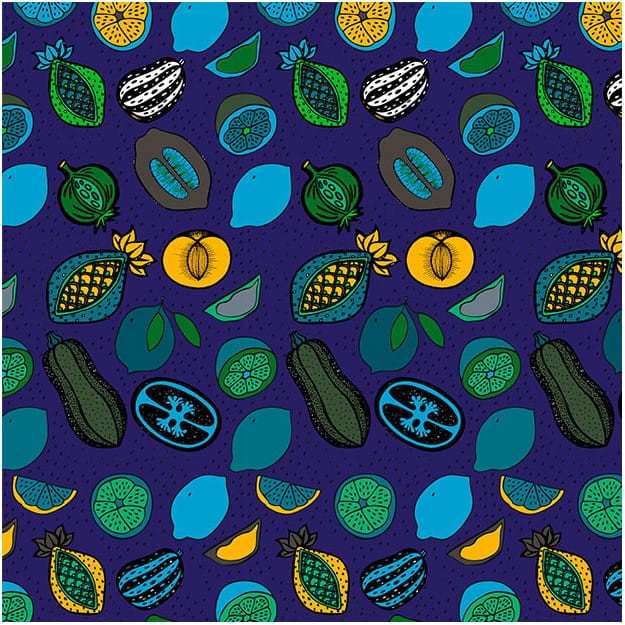 Les Dominotiers DOM_161-1 Sandrine Alouf Anaki Bleu - mural w owoce