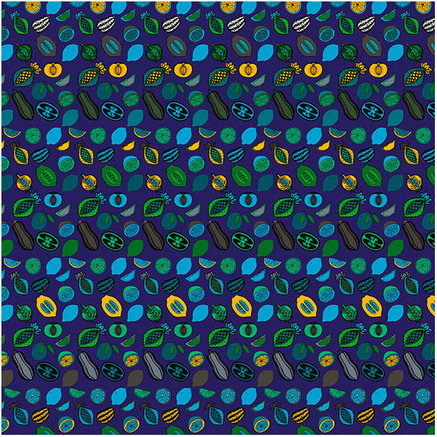 Les Dominotiers DOM_161-1 Sandrine Alouf Anaki Bleu - mural w owoce