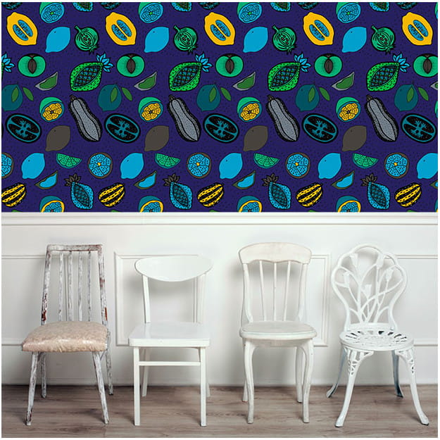 Les Dominotiers DOM_161-1 Sandrine Alouf Anaki Bleu - mural w owoce