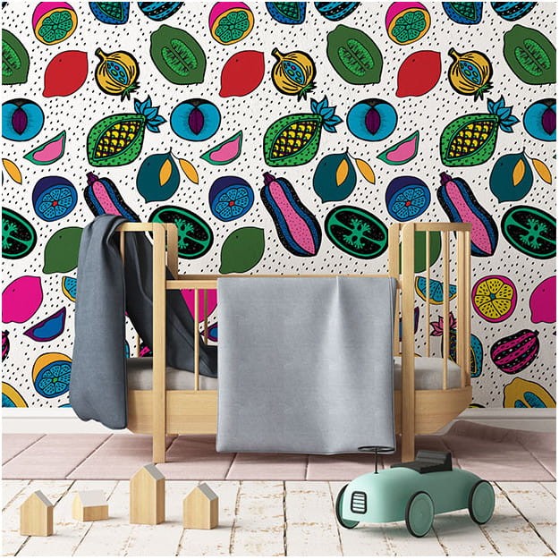 Les Dominotiers DOM_161-3 Sandrine Alouf Anaki Blanc - mural w owoce