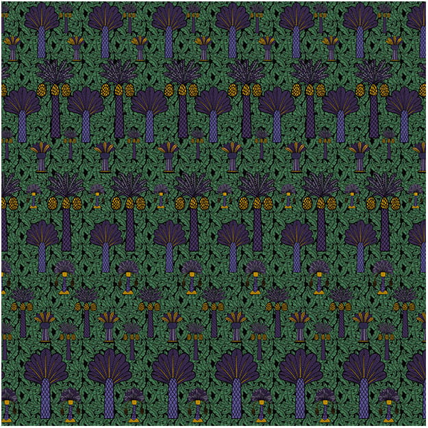 Les Dominotiers DOM_162-3 Sandrine Alouf Baga Violet - mural w egzotyczne drzewa