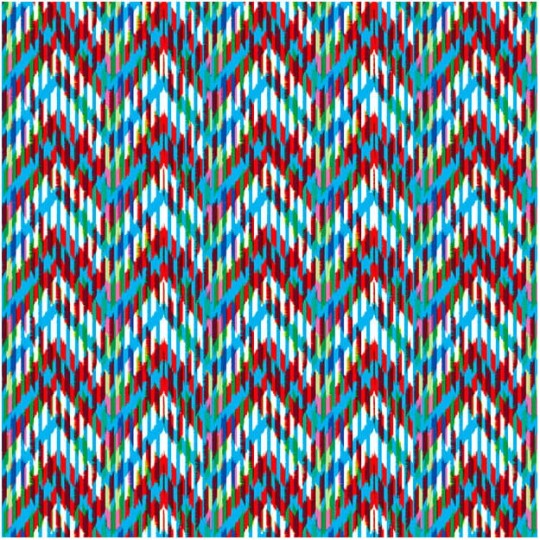 Les Dominotiers DOM_166-1 Sandrine Alouf Ekiti Bleu - mural w kolorowe zygzaki