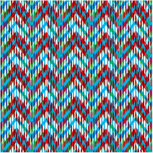 Les Dominotiers DOM_166-1 Sandrine Alouf Ekiti Bleu - mural w kolorowe zygzaki