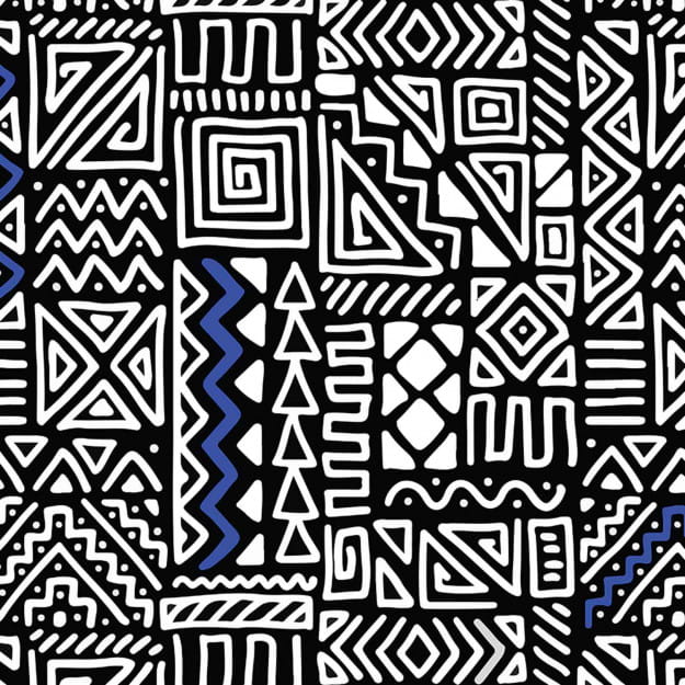 Les Dominotiers DOM_168-1 Sandrine Alouf Yumbe Bleu - mural w etniczny wzór geometryczny