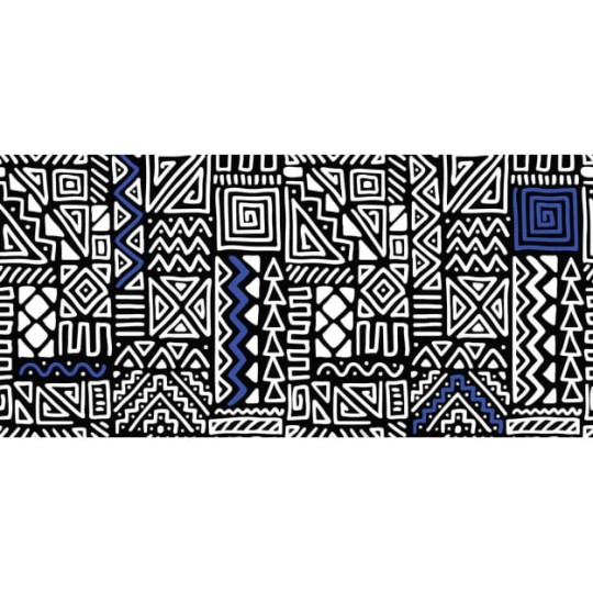 Les Dominotiers DOM_168-1 Sandrine Alouf Yumbe Bleu - mural w etniczny wzór geometryczny