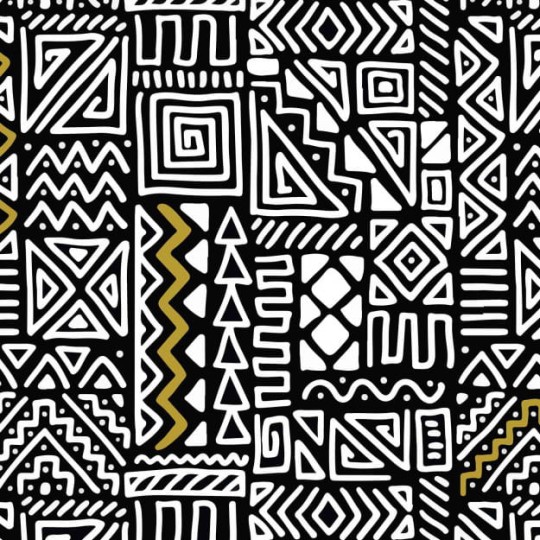 Les Dominotiers DOM_168-2 Sandrine Alouf Yumbe Jaune - mural w etniczny wzór geometryczny