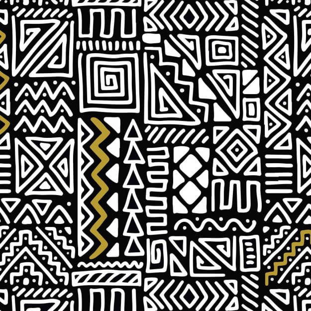 Les Dominotiers DOM_168-2 Sandrine Alouf Yumbe Jaune - mural w etniczny wzór geometryczny