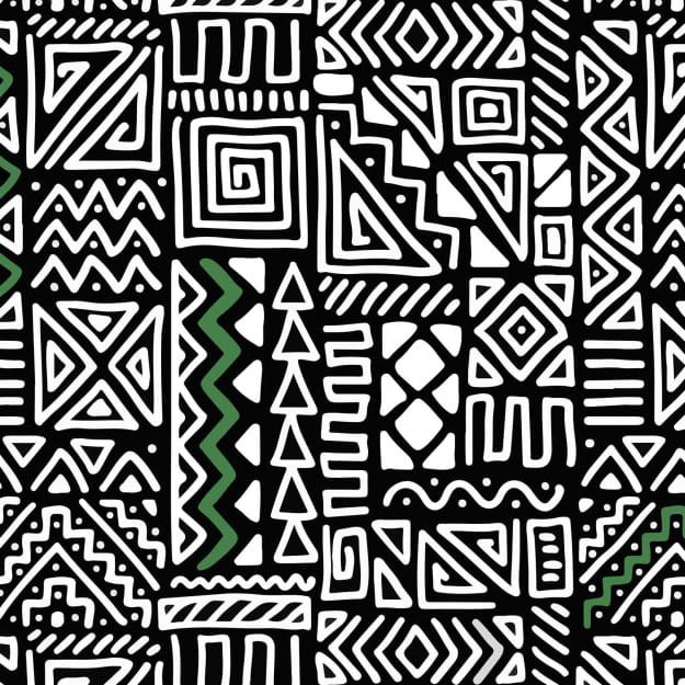 Les Dominotiers DOM_168-3 Sandrine Alouf Yumbe Vert - mural w etniczny wzór geometryczny
