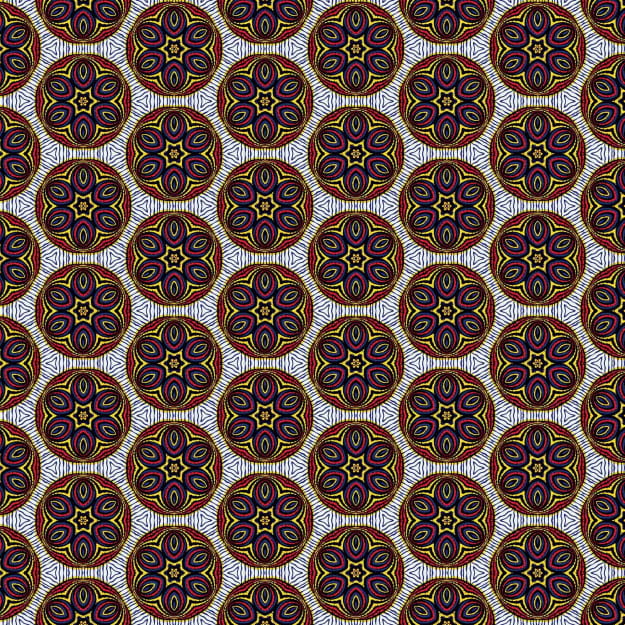 Les Dominotiers DOM_169 Sandrine Alouf Chamba - mural w etniczny wzór geometryczny wykonany woskiem