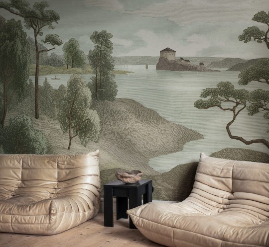 Rebel Walls R18810 Scenic Landscapes Lake View Green - mural w pejzaż jeziora