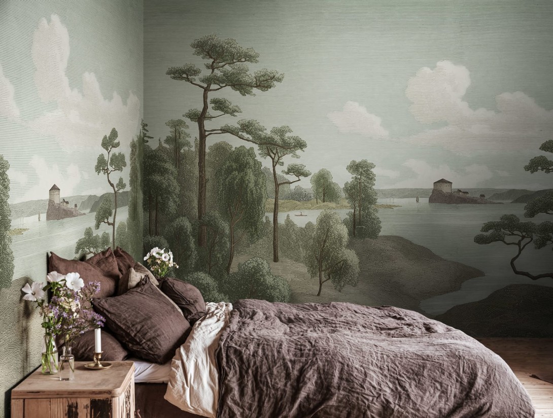 Rebel Walls R18810 Scenic Landscapes Lake View Green - mural w pejzaż jeziora