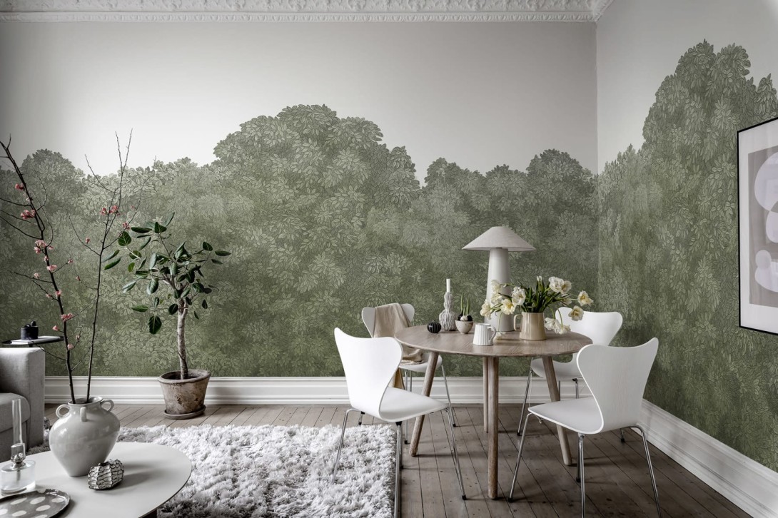 Rebel Walls R18794 Scenic Landscapes Belle Buisson Green - mural w roślinny motyw
