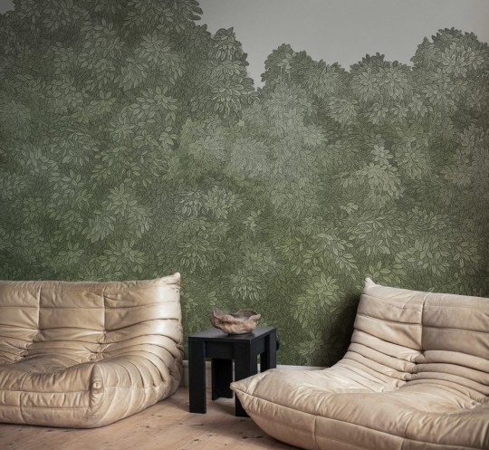 Rebel Walls R18795 Scenic Landscapes Belle Buisson Green Vintage - mural w roślinny motyw