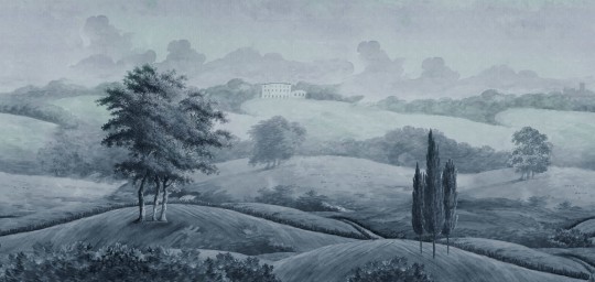 Rebel Walls R20066 Scenic Landscapes Hilltop House Blue - mural w krajobraz