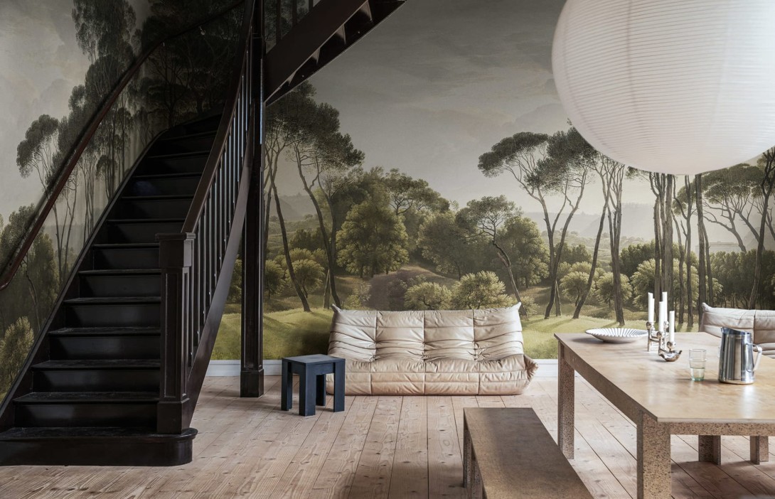 Rebel Walls R18839 Scenic Landscapes Pine Wood Green - mural w śródziemnomorskie rośliny