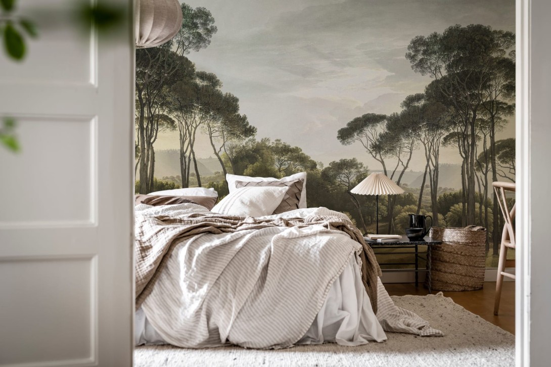 Rebel Walls R18839 Scenic Landscapes Pine Wood Green - mural w śródziemnomorskie rośliny