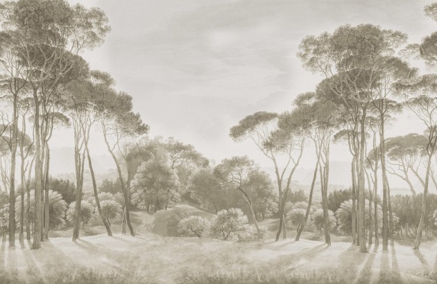 Rebel Walls R18841 Scenic Landscapes Pine Wood Vintage - mural w śródziemnomorskie rośliny