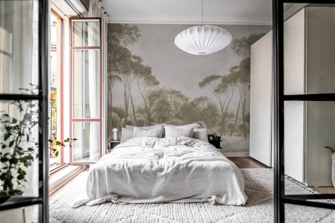 Rebel Walls R18841 Scenic Landscapes Pine Wood Vintage - mural w śródziemnomorskie rośliny