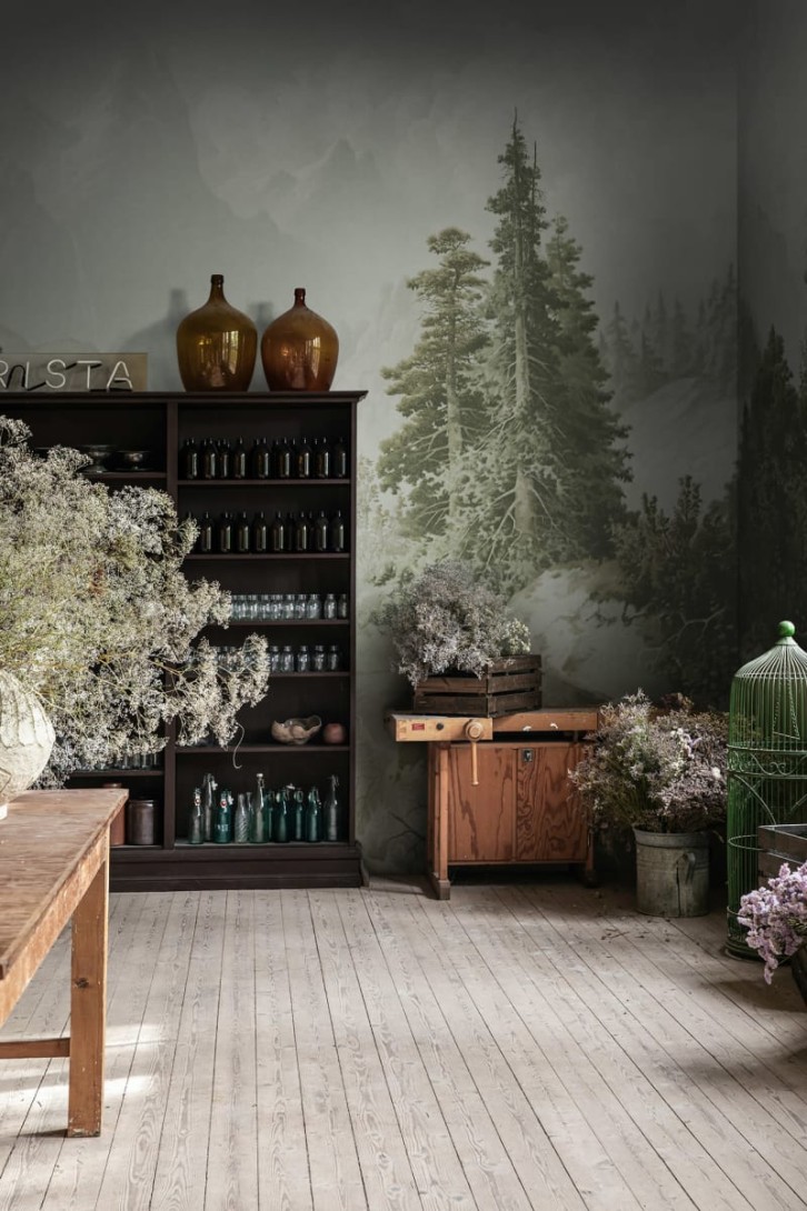 Rebel Walls R18814 Scenic Landscapes Mountain Horizon Green - mural w górzysty pejzaż