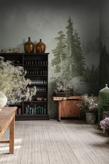 Rebel Walls R18814 Scenic Landscapes Mountain Horizon Green - mural w górzysty pejzaż