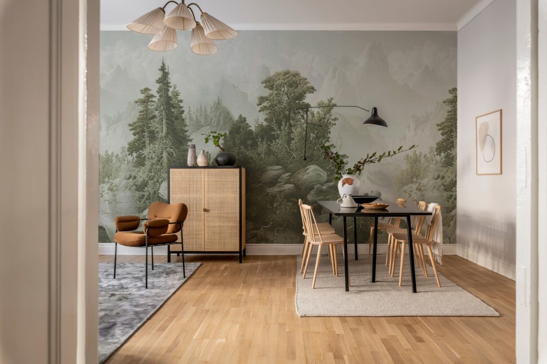 Rebel Walls R18814 Scenic Landscapes Mountain Horizon Green - mural w górzysty pejzaż