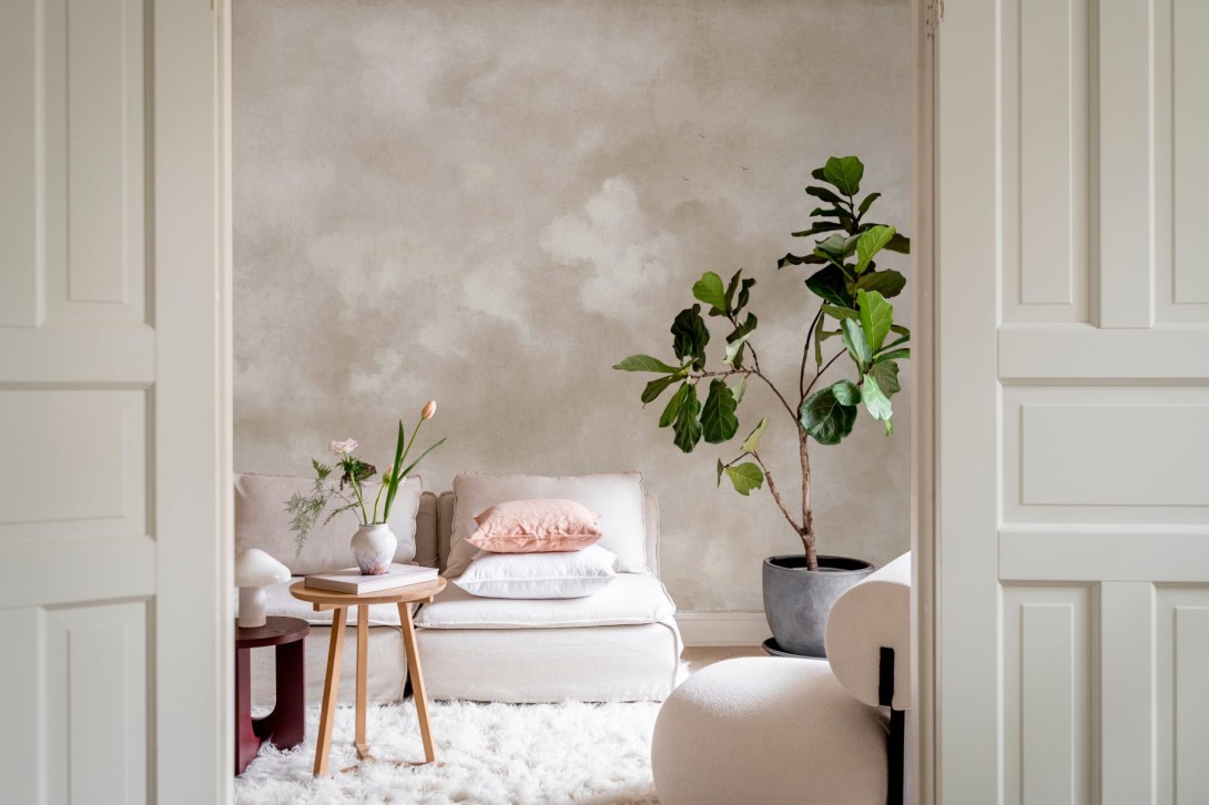 Rebel Walls R18818 Scenic Landscapes Vintage Clouds Beige - mural w chmury