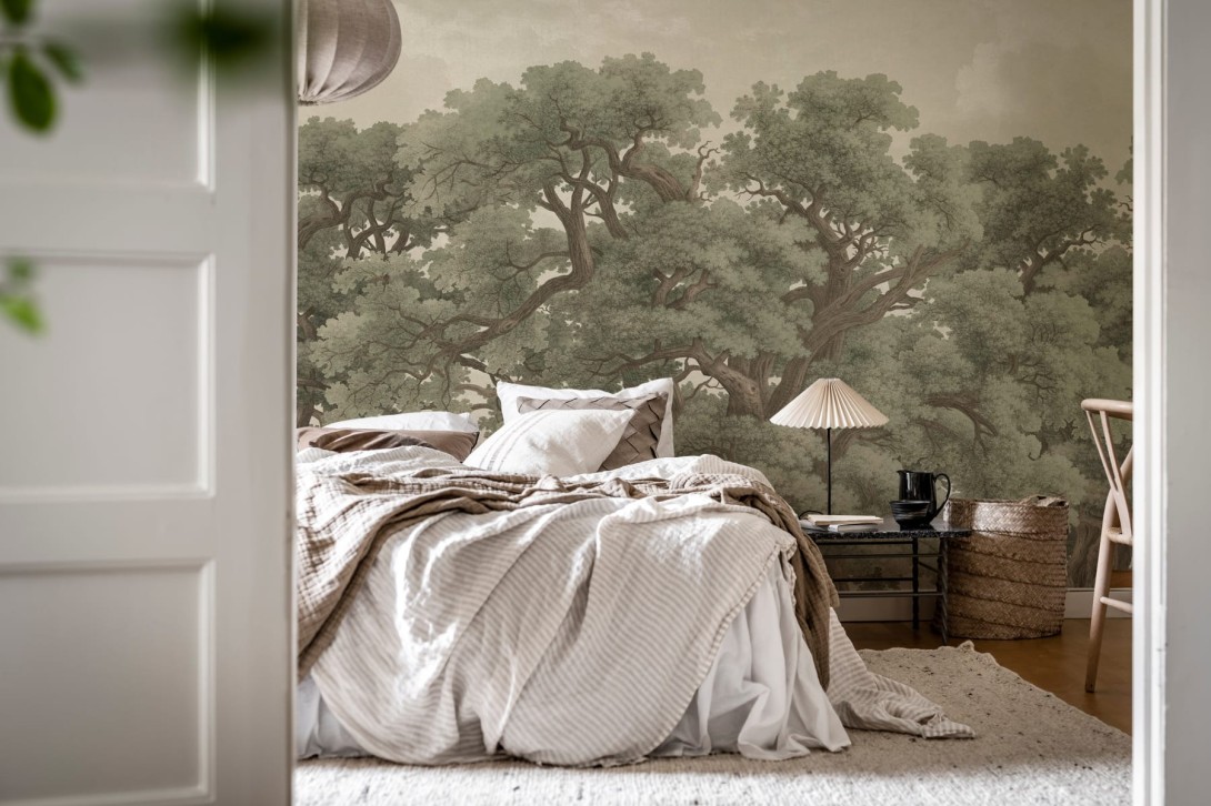 Rebel Walls R18819 Scenic Landscapes Vintage Oaks Green - mural w dęby