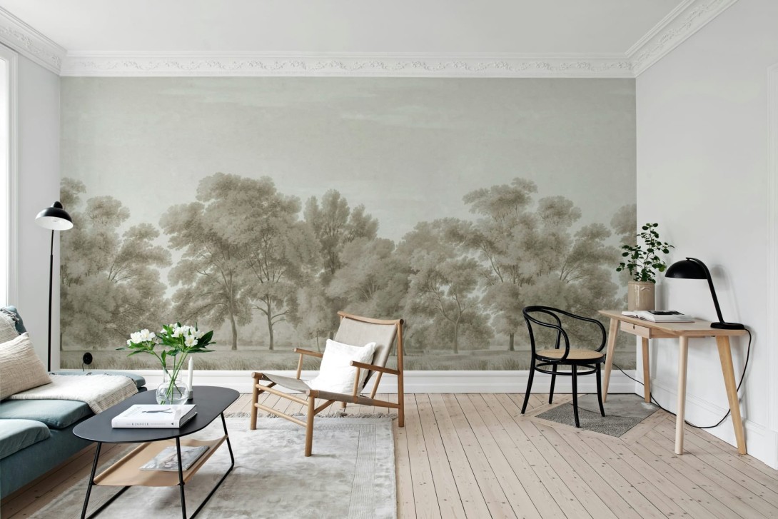 Rebel Walls R18827 Scenic Landscapes Whispering Forest Beige - mural w delikatne drzewa