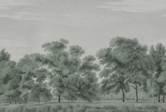 Rebel Walls R18828 Scenic Landscapes Whispering Forest Blue - mural w delikatne drzewa