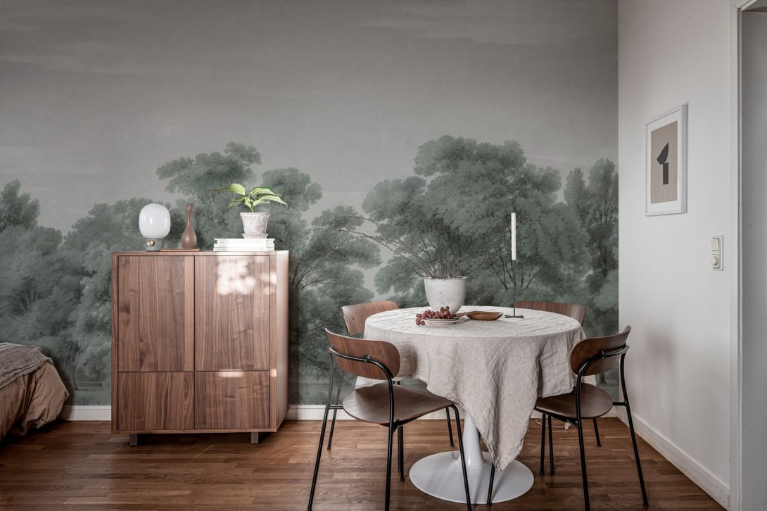 Rebel Walls R18828 Scenic Landscapes Whispering Forest Blue - mural w delikatne drzewa