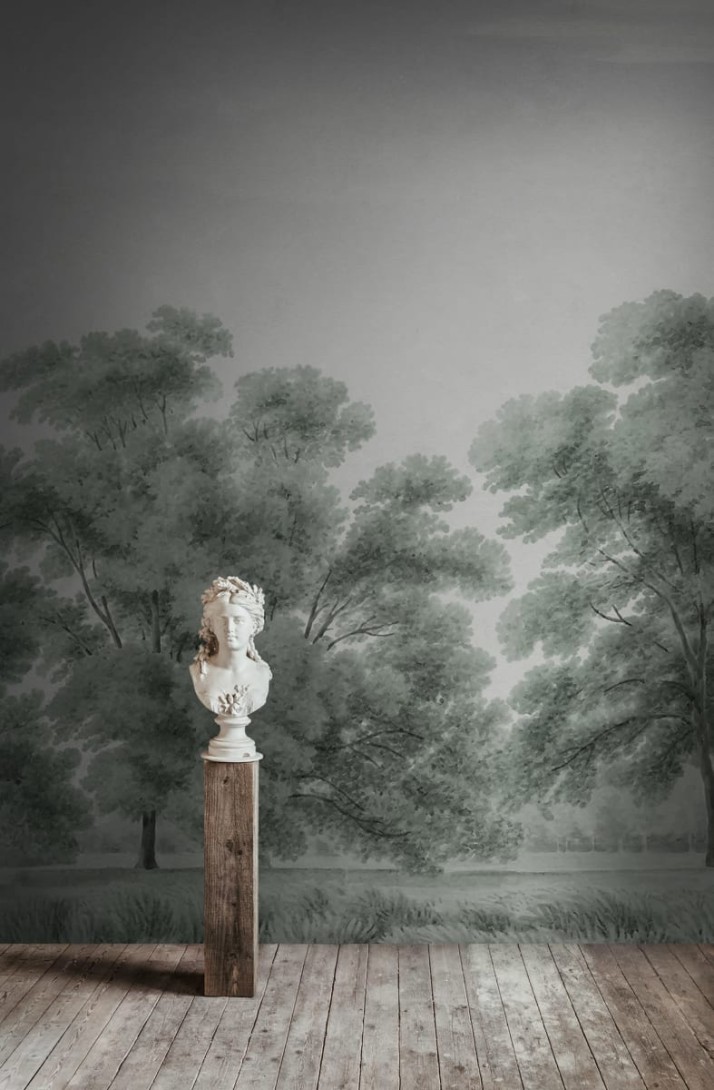 Rebel Walls R18828 Scenic Landscapes Whispering Forest Blue - mural w delikatne drzewa