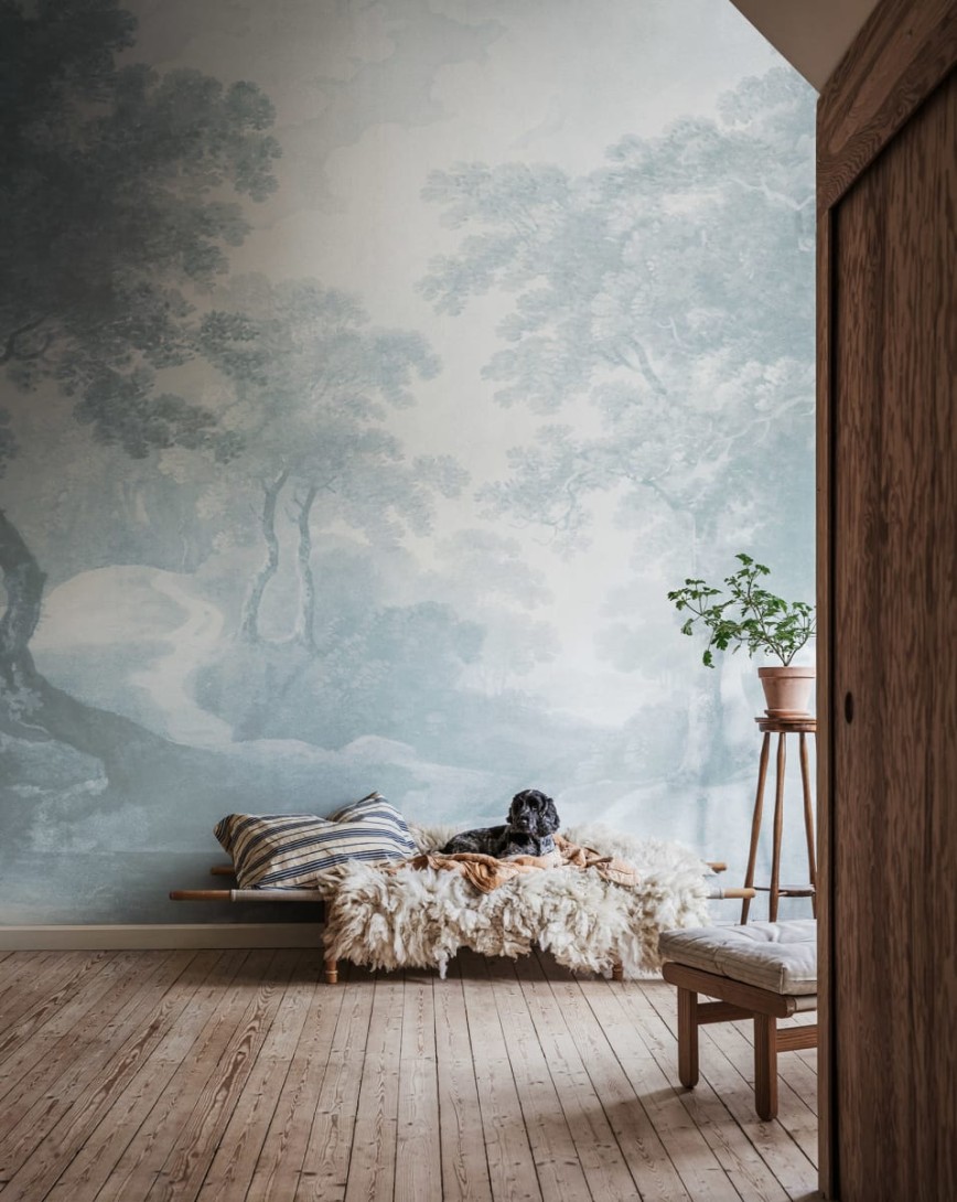 Rebel Walls R20140 Scenic Landscapes The Vintage Grove Blue - mural w leśny krajobraz