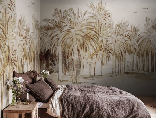 Rebel Walls R18808 Scenic Landscapes Ocean Palms Beige - mural w palmy
