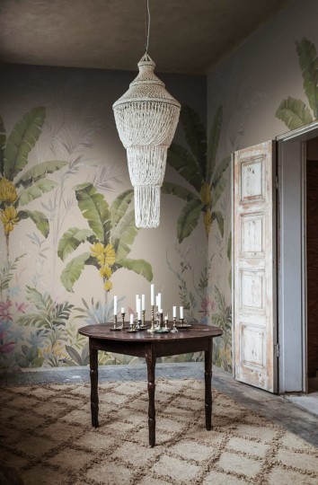 Rebel Walls R18833 Scenic Landscapes Banana Tree Jungle Beige - mural w drzewa bananowca