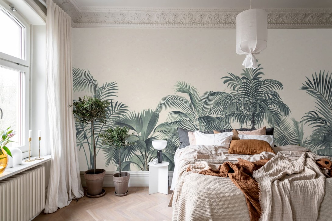 Rebel Walls R18837 Scenic Landscapes Retro Jungle Turquoise - mural w palmy