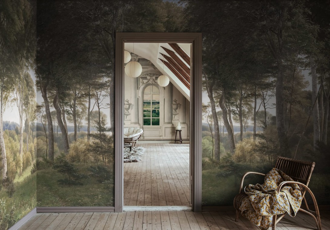 Rebel Walls R18807 Scenic Landscapes Danish Forest Morning - mural w drzewa