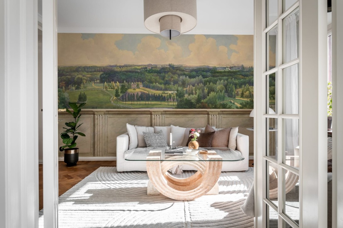 Rebel Walls R18799 Scenic Landscapes Panorama Views Vintage Gold - mural w panoramiczny krajobraz