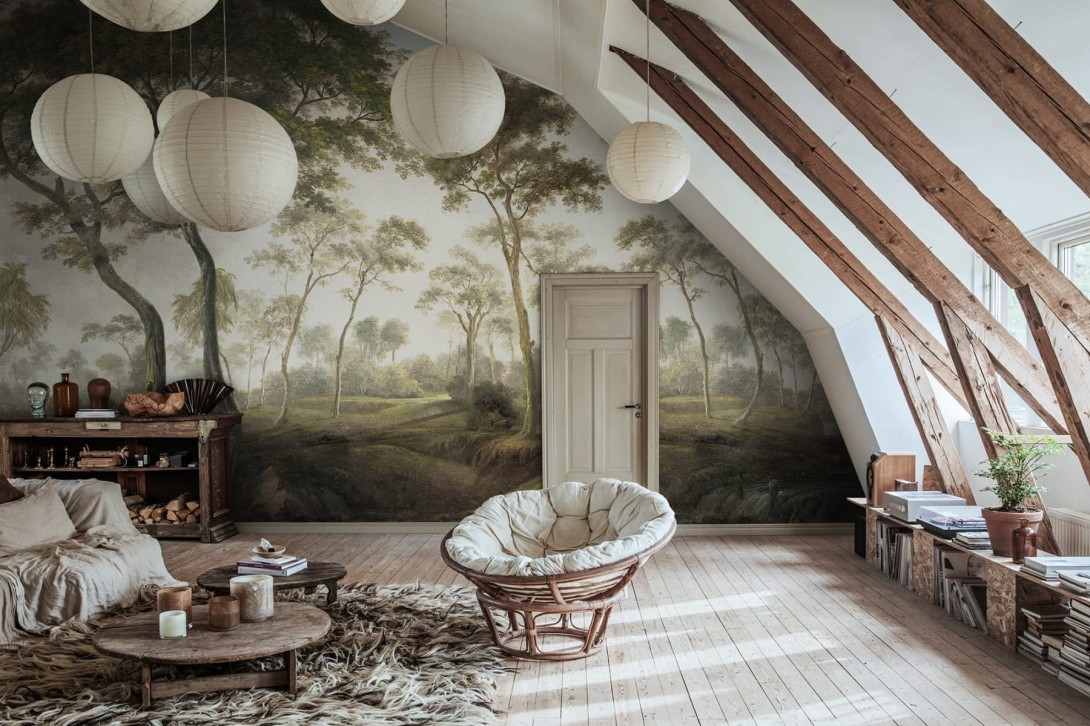 Rebel Walls R18802 Scenic Landscapes The Green Forest Morning - mural w motyw lasu