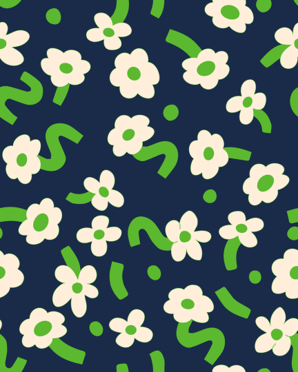 Rebel Walls R20018 Happy Socks Dancing Flower Green - mural w duże kwiaty stylu retro