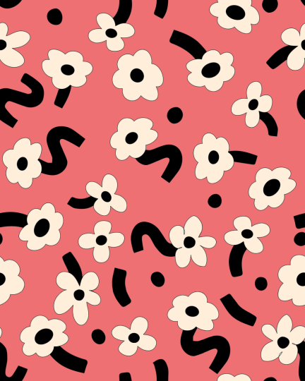 Rebel Walls R20019 Happy Socks Dancing Flower Red - mural w duże kwiaty stylu retro