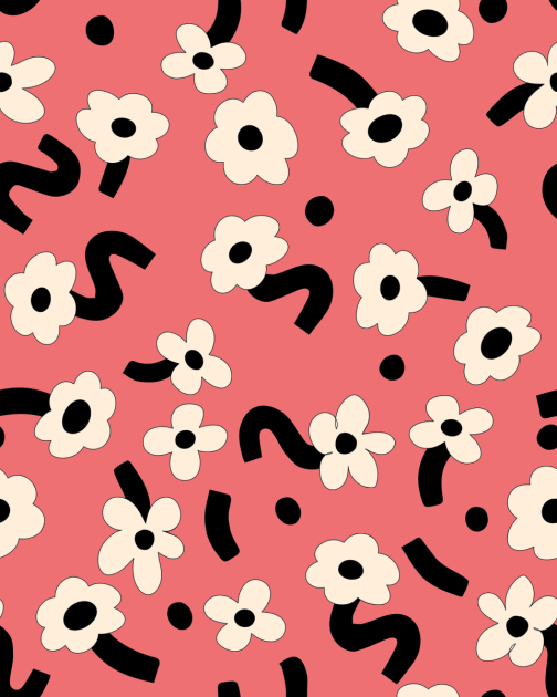 Rebel Walls R20019 Happy Socks Dancing Flower Red - mural w duże kwiaty stylu retro