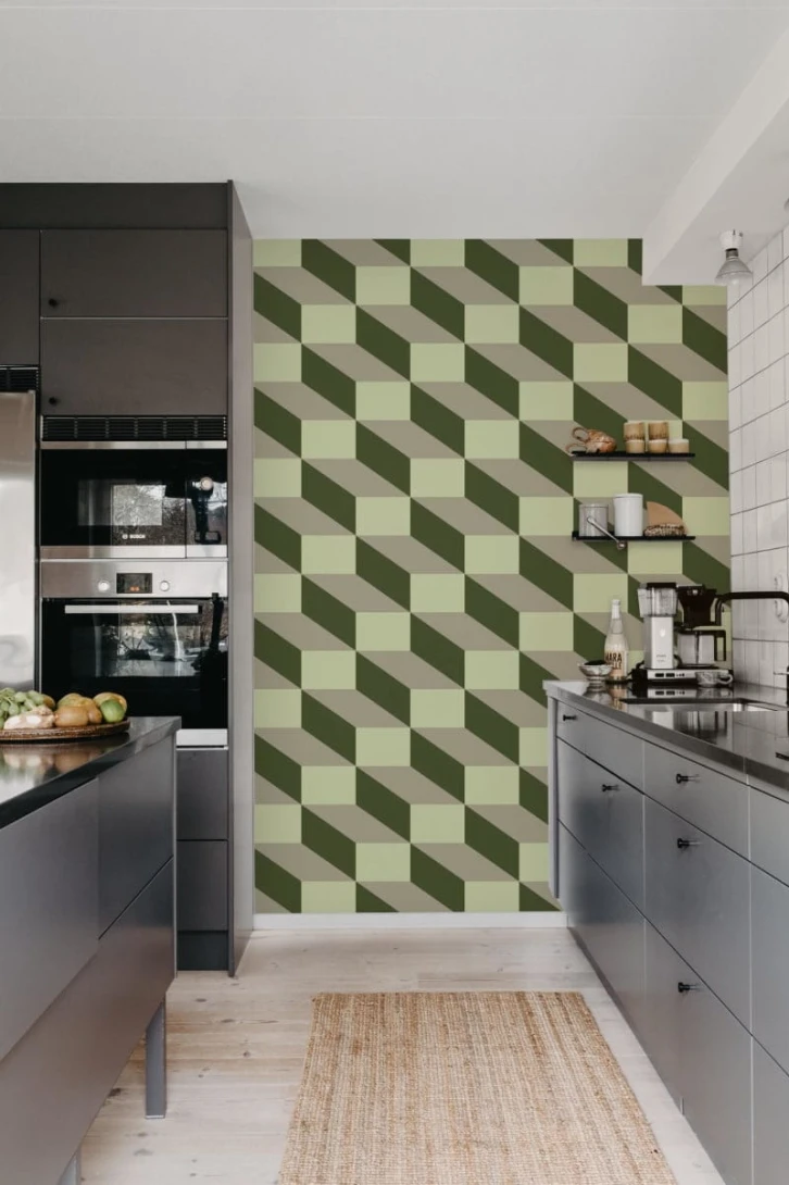 Rebel Walls R20025 Happy Socks Filled Optic Green - mural w geometryczny i trójwymiarowy wzór