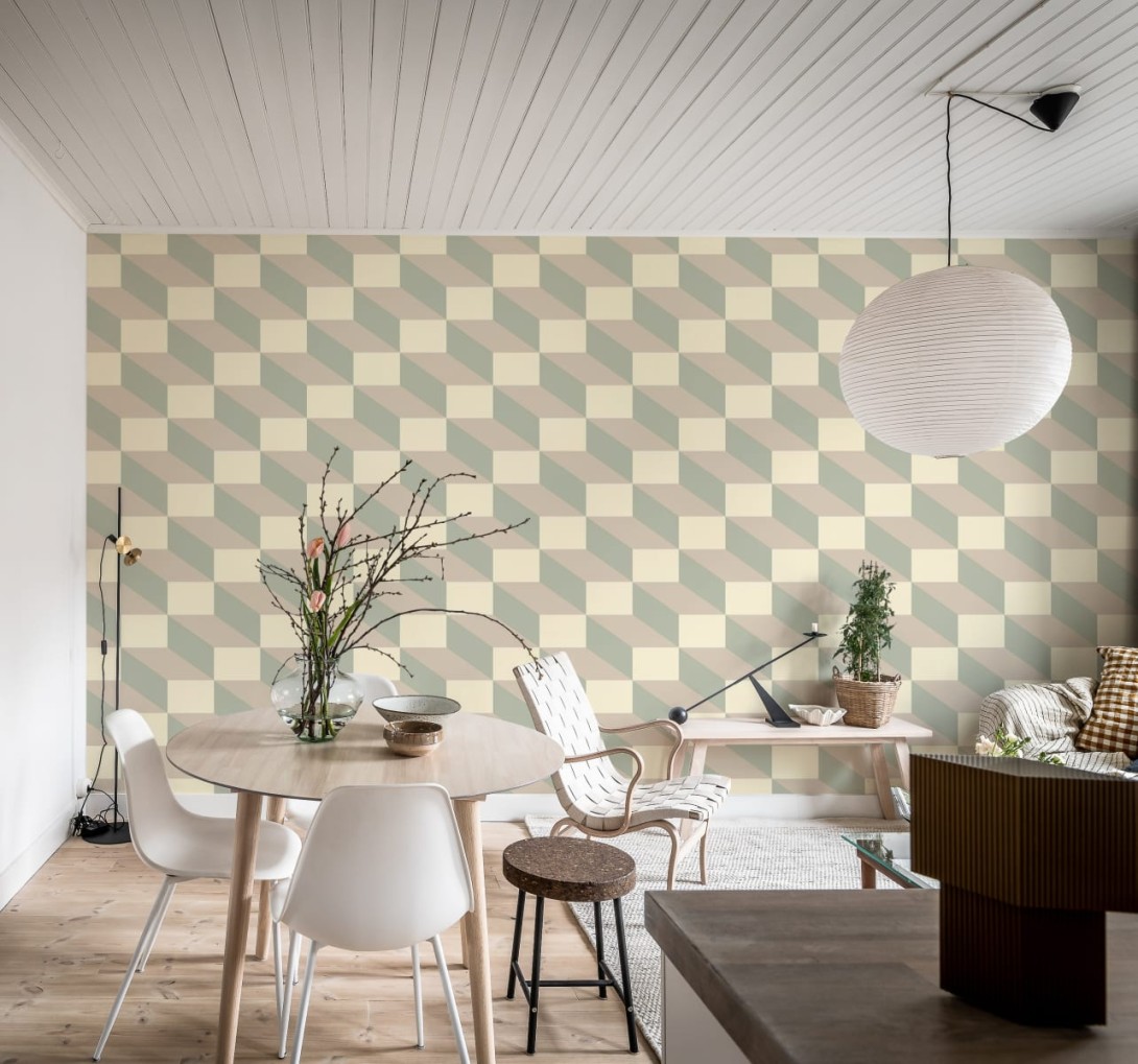 Rebel Walls R20026 Happy Socks Filled Optic Beige - mural w geometryczny i trójwymiarowy wzór